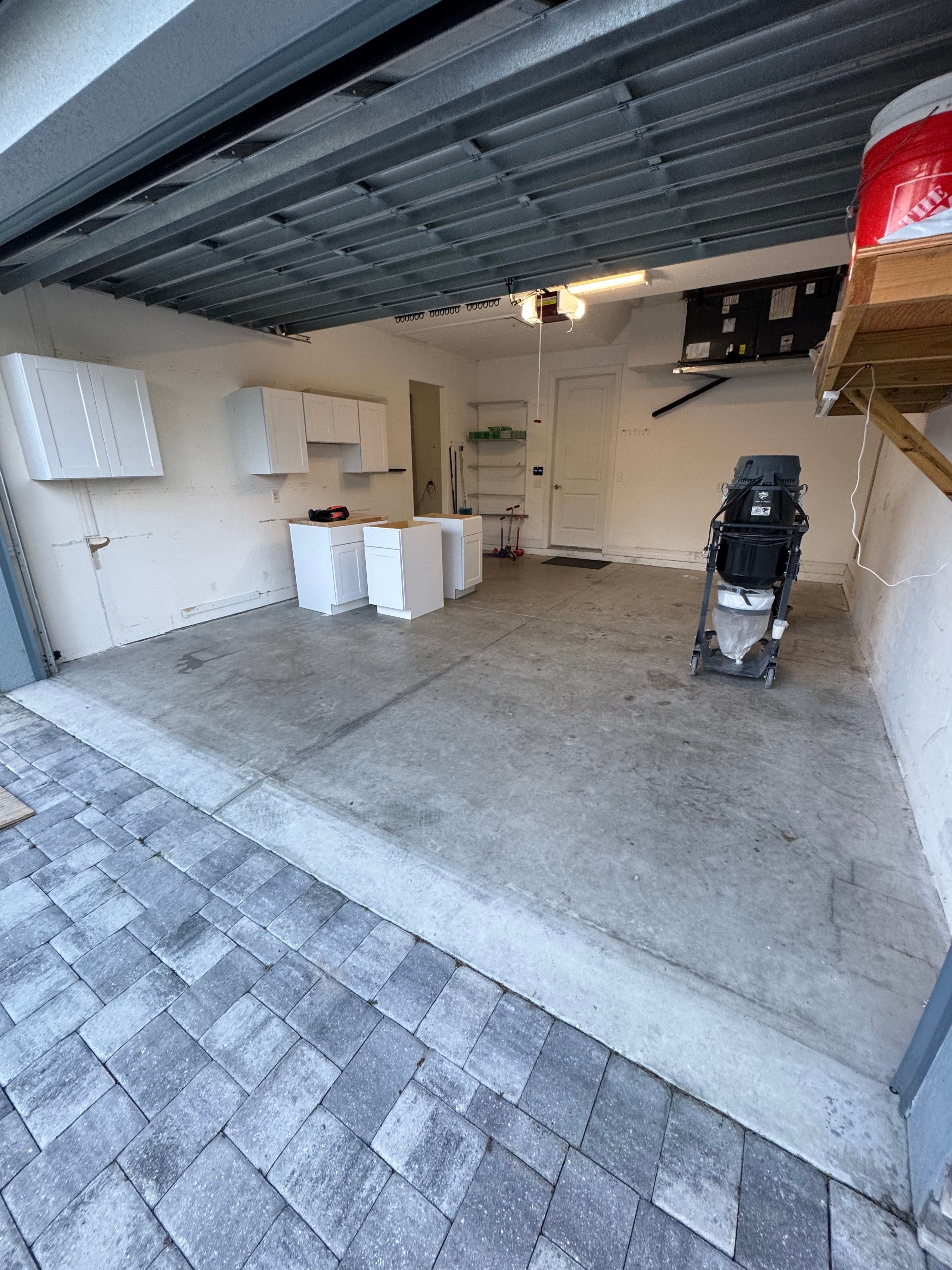 Bare concrete garage before coating