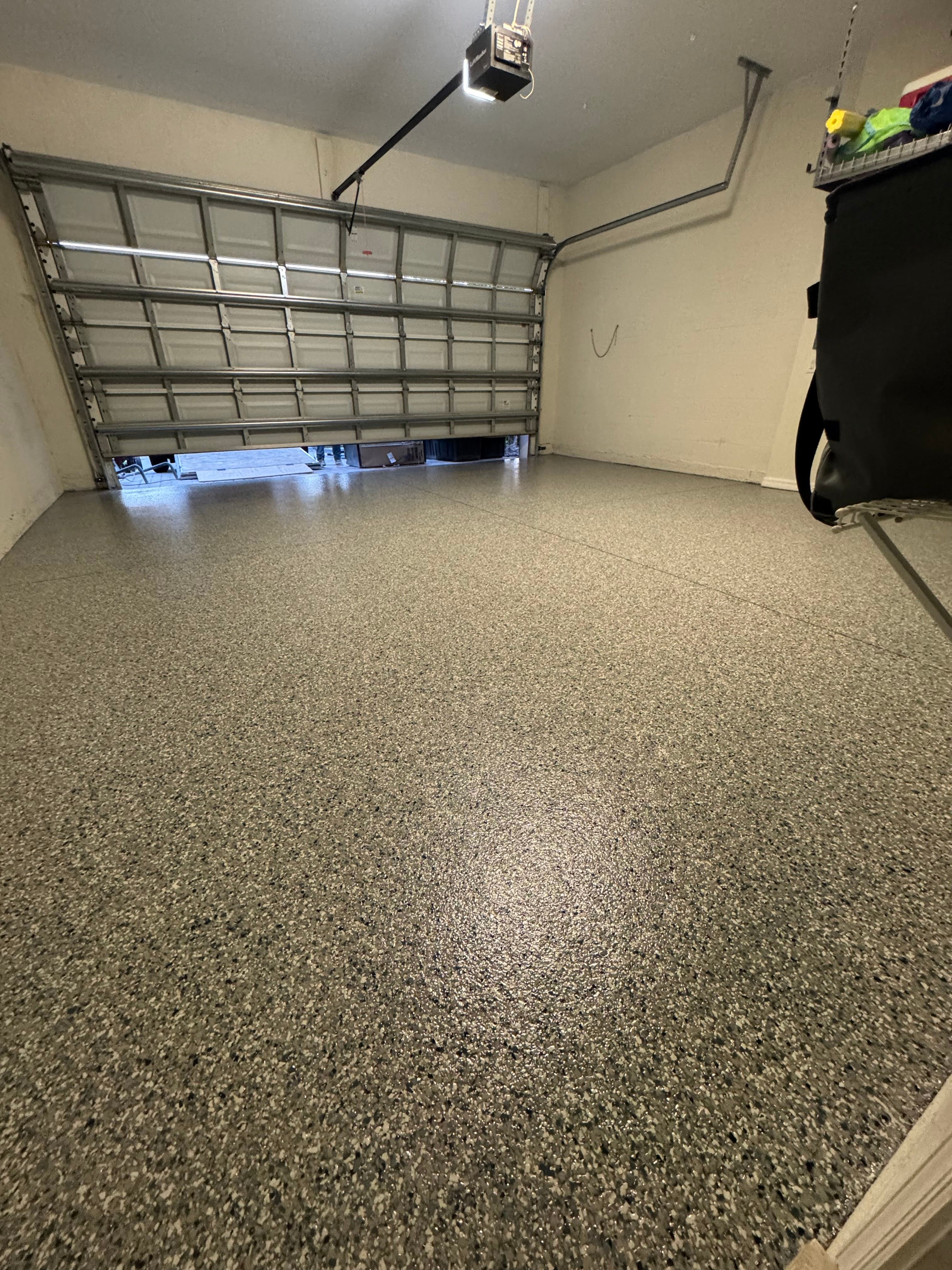 Clean coated garage floor