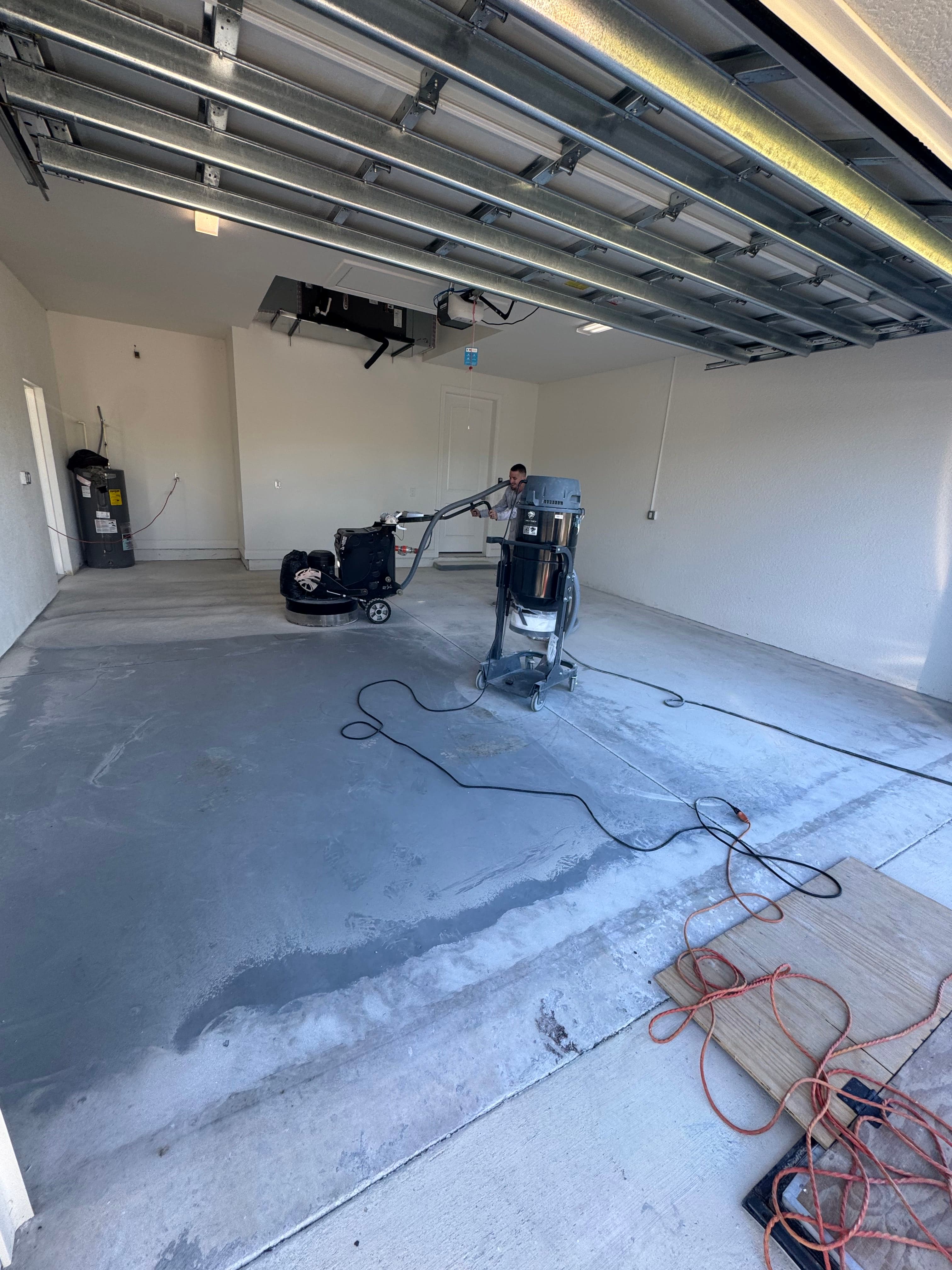 Garage floor grinding and preparation